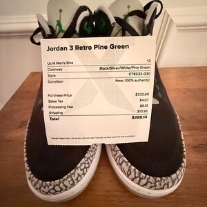 Jordan 3 Retro Black and Green Sneakers